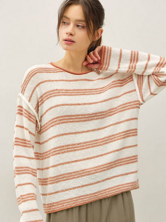 Be Cool Textured Stripe Oversized Sweater