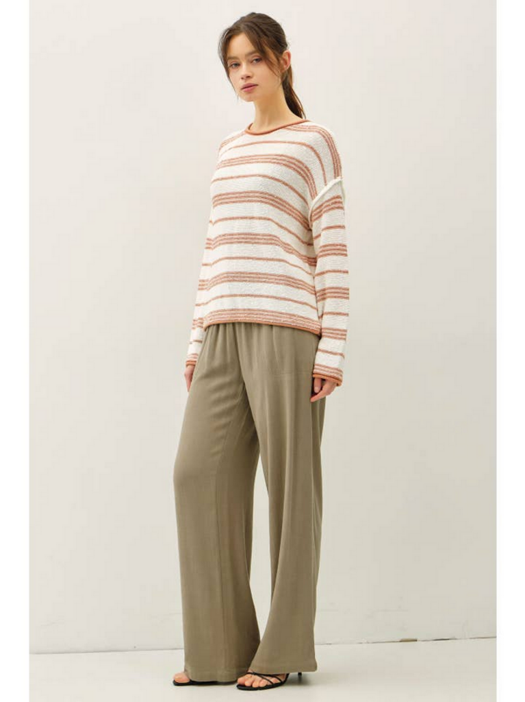 Be Cool Textured Stripe Oversized Sweater