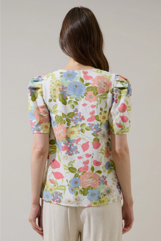 Sugar Lips Esther Floral Kayla Puff Sleeve Top