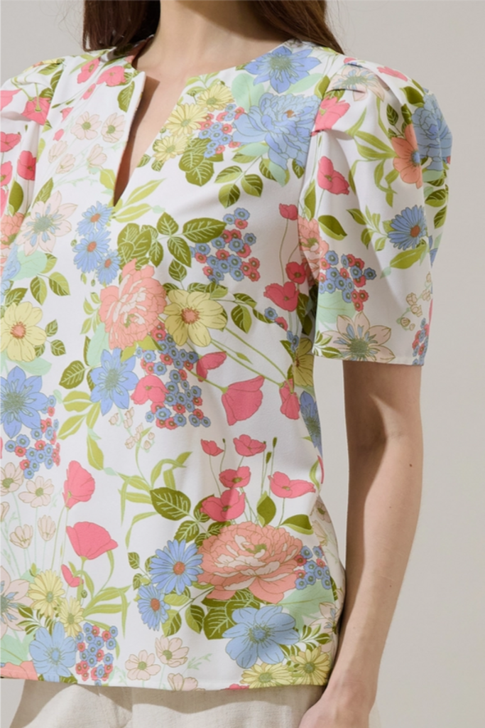 Sugar Lips Esther Floral Kayla Puff Sleeve Top