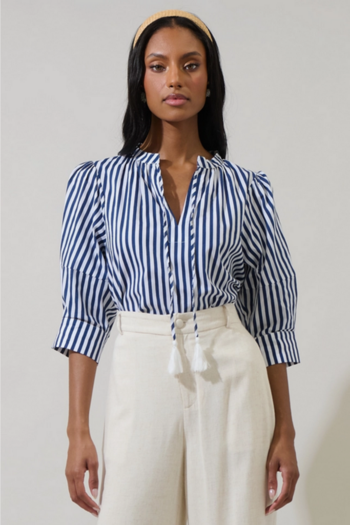 Sugar Lips Striped Puff Sleeve Top