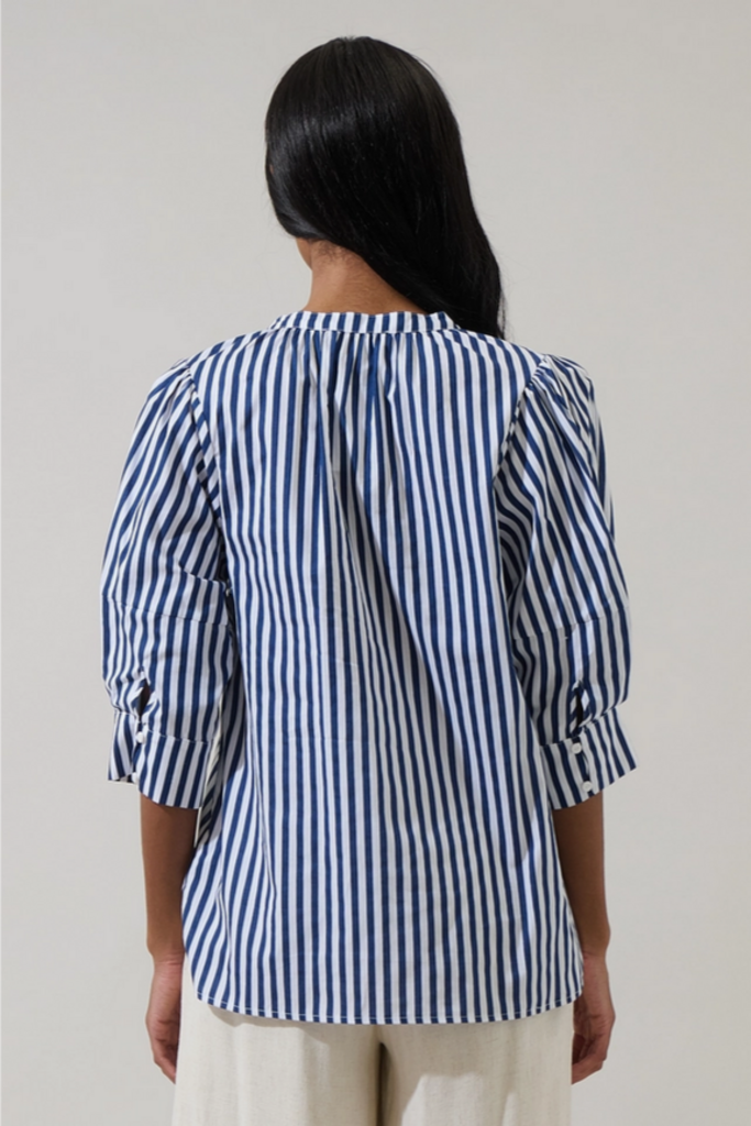 Sugar Lips Striped Puff Sleeve Top