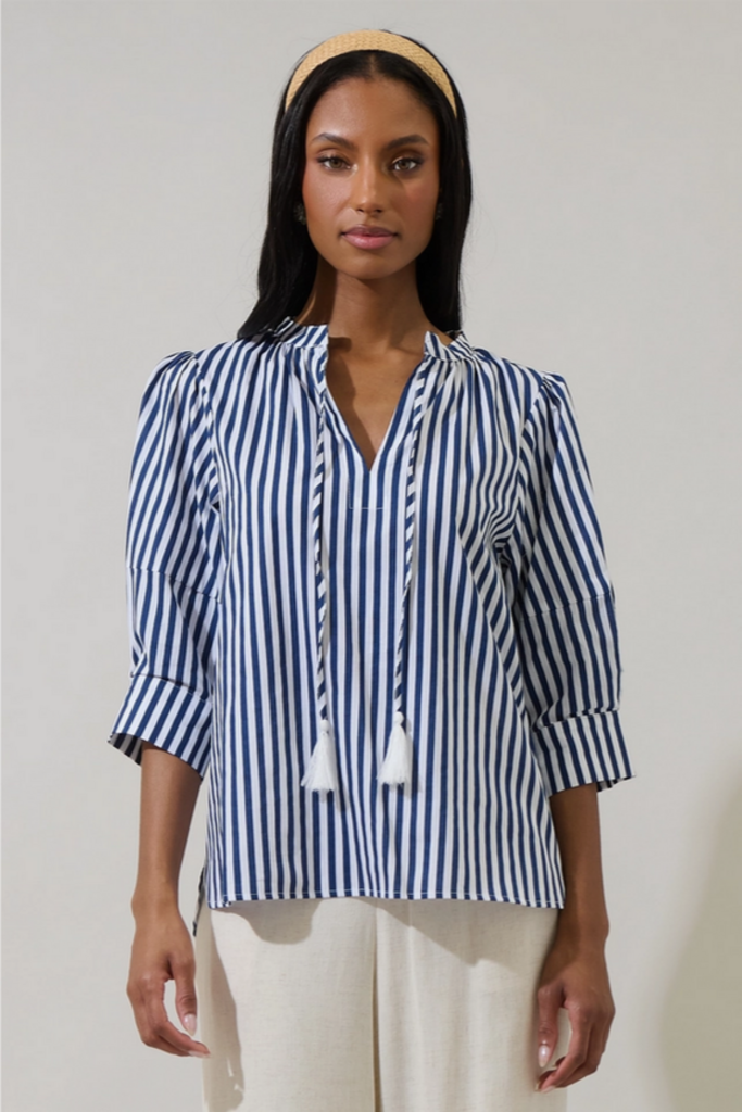 Sugar Lips Striped Puff Sleeve Top