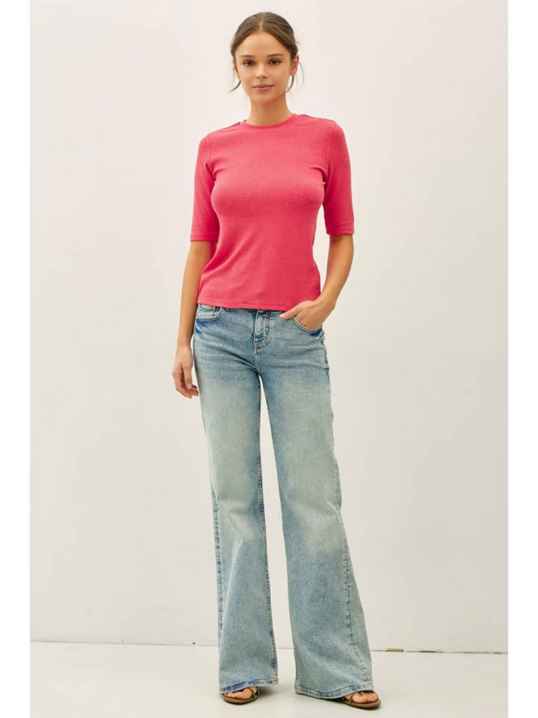 Be Cool Modal  Ribbed  Short Sleeve Top