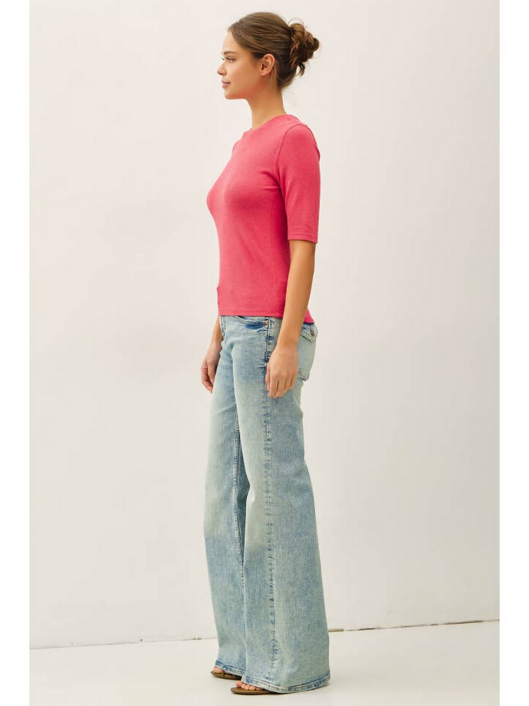 Be Cool Modal  Ribbed  Short Sleeve Top