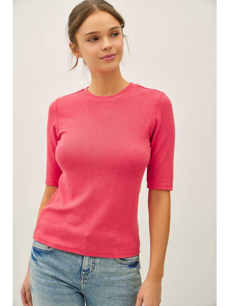 Be Cool Modal  Ribbed  Short Sleeve Top