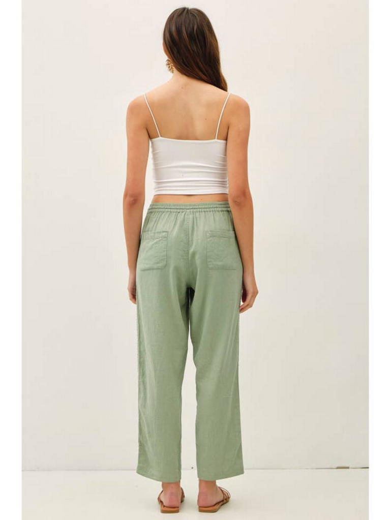 Be Cool Crochet Lace Trim Linen Pants