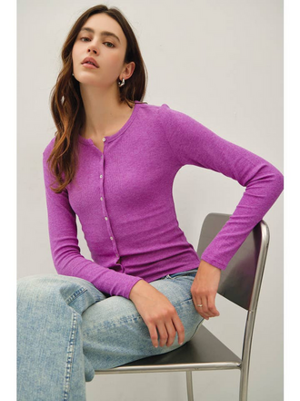 Be Cool Button Up Modal Ribbed Top