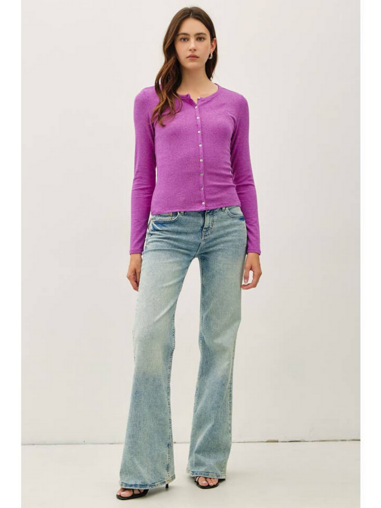 Be Cool Button Up Modal Ribbed Top