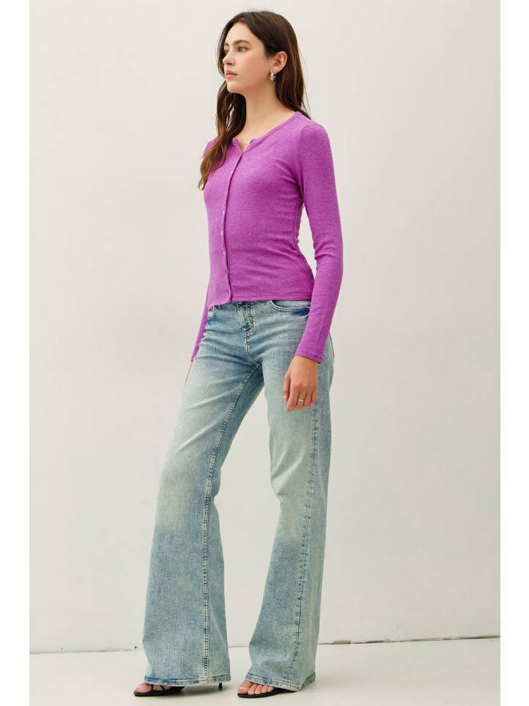 Be Cool Button Up Modal Ribbed Top