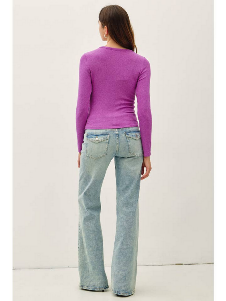 Be Cool Button Up Modal Ribbed Top