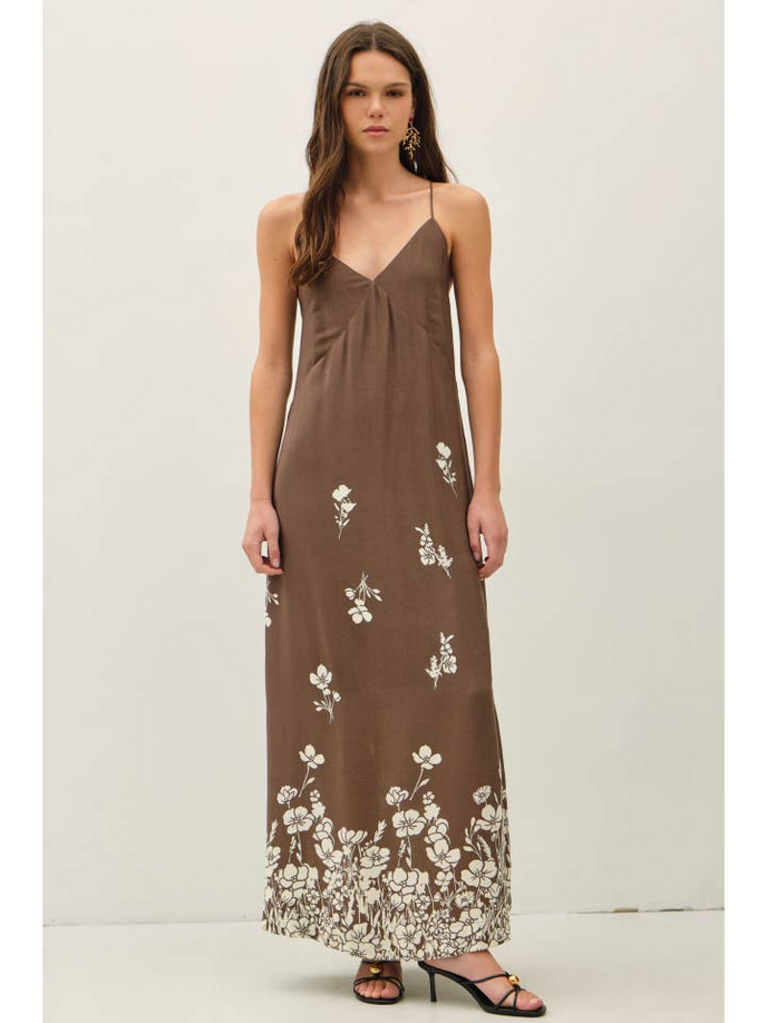Be Cool Floral Printed Strappy Tie Maxi Dress