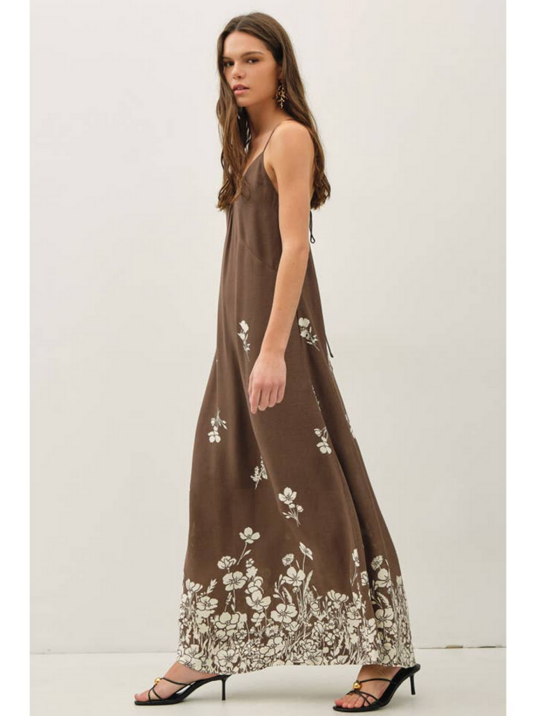 Be Cool Floral Printed Strappy Tie Maxi Dress