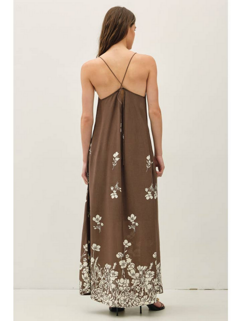 Be Cool Floral Printed Strappy Tie Maxi Dress