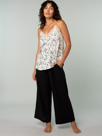 Love Stitch Black Linen Blend Straight Leg Pants