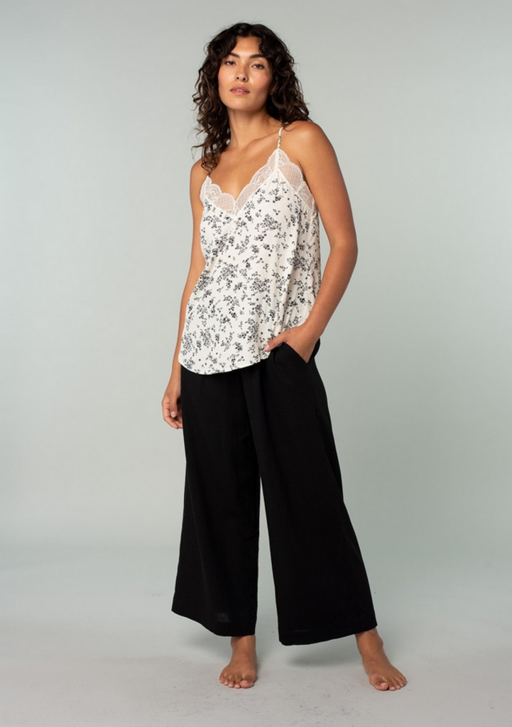Love Stitch Black Linen Blend Straight Leg Pants