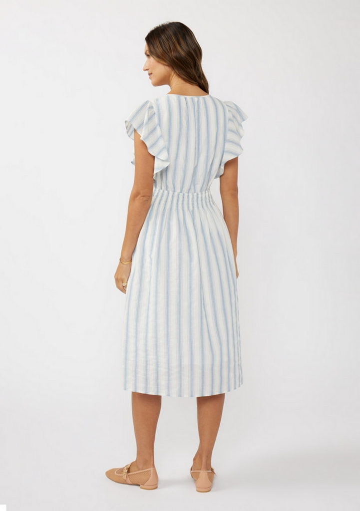 Love Stitch Ruffle Sleeve Smocked Waist Midi Dress
