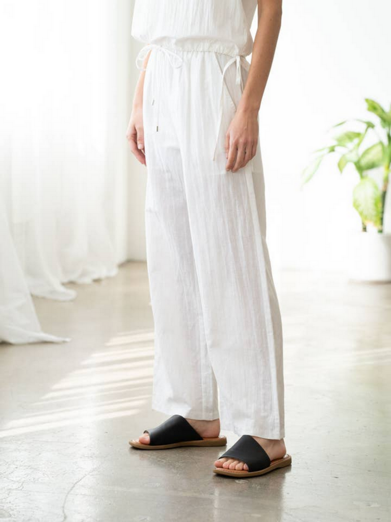 Elle Grey Wide-Leg Linen Pants