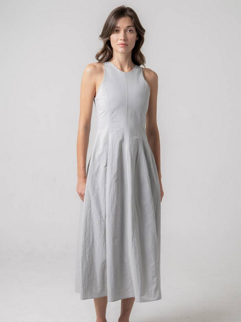Elle Grey Vertical Seam Midi Dress