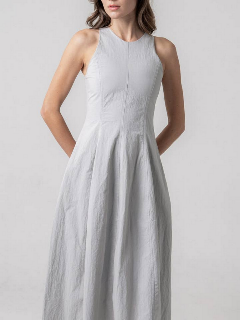 Elle Grey Vertical Seam Midi Dress