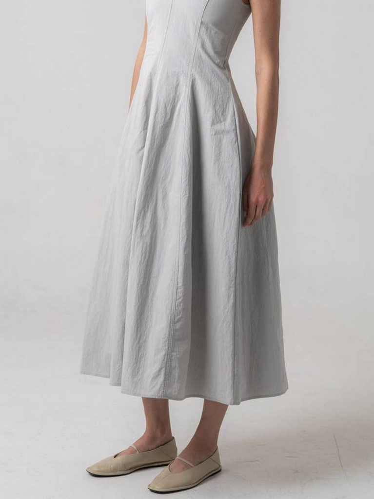 Elle Grey Vertical Seam Midi Dress