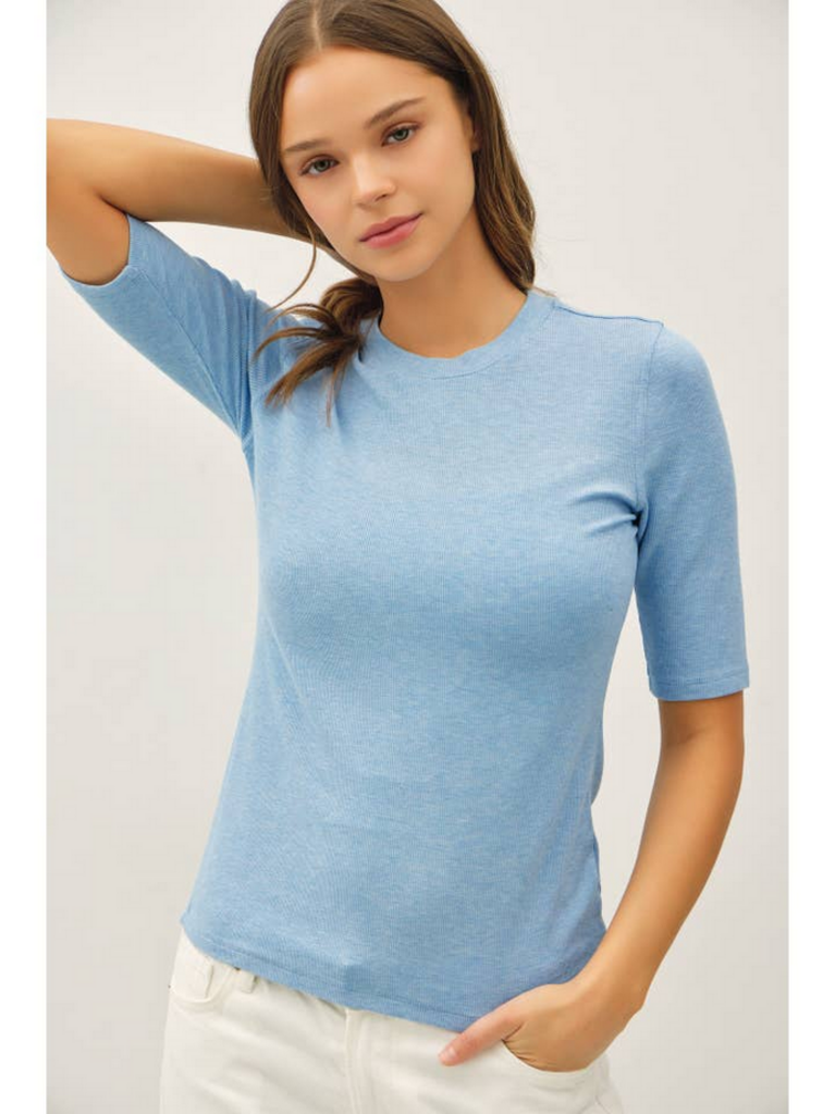 Be Cool Modal  Ribbed  Short Sleeve Top
