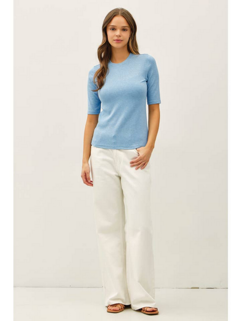 Be Cool Modal  Ribbed  Short Sleeve Top