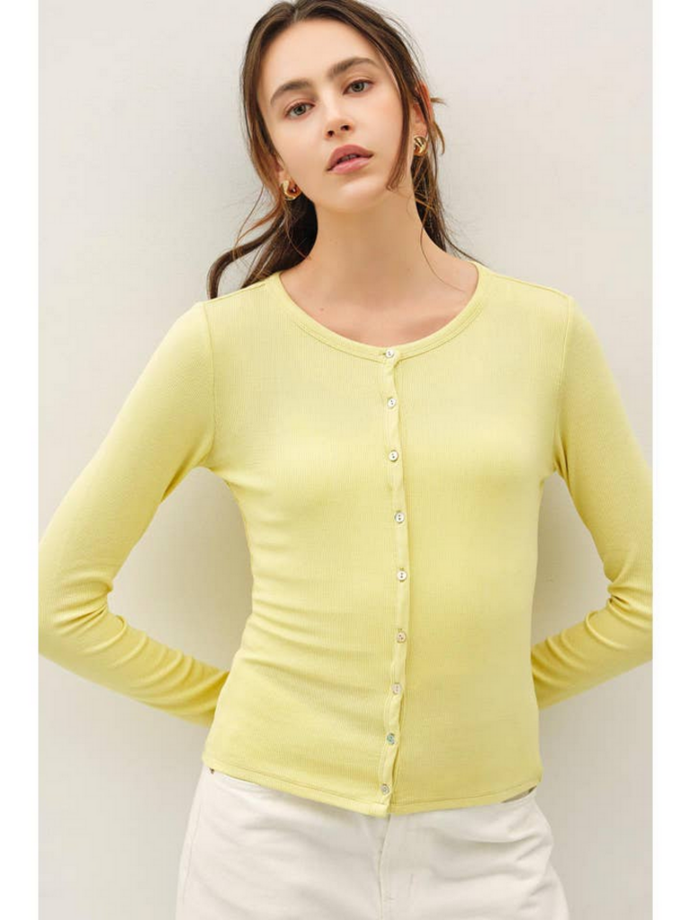 Be Cool Button Up Modal Ribbed Top