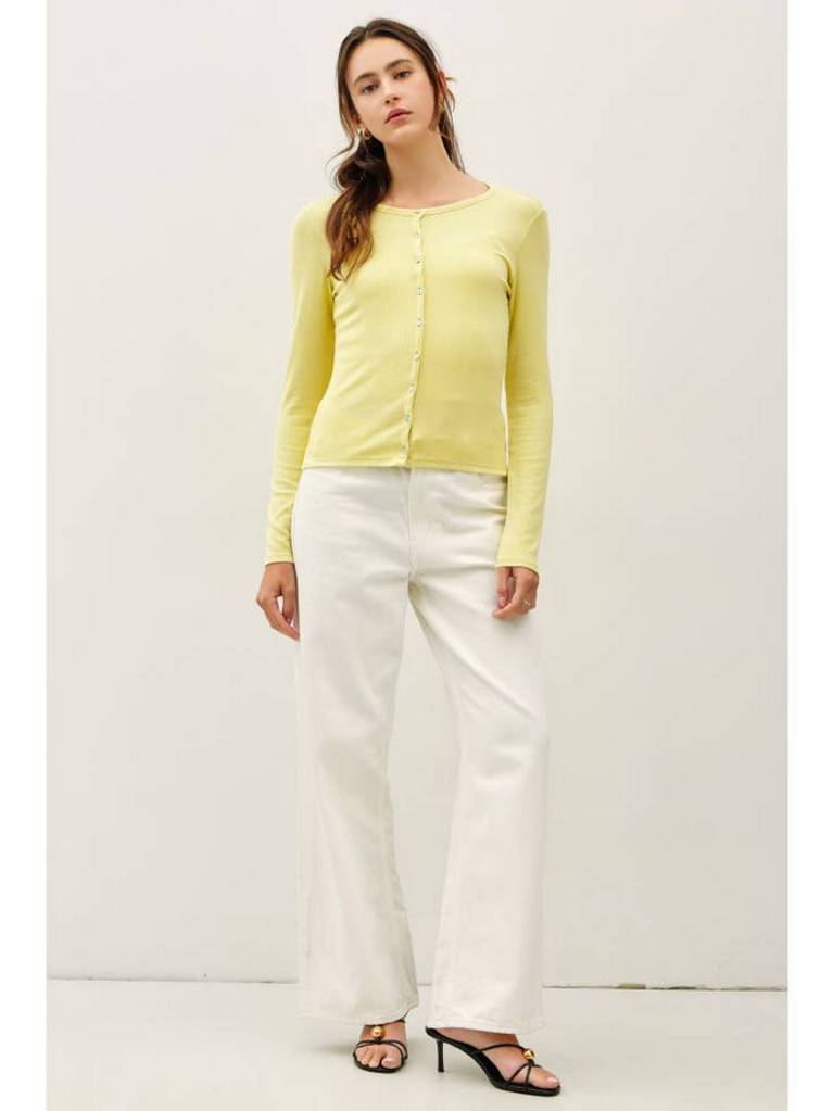 Be Cool Button Up Modal Ribbed Top