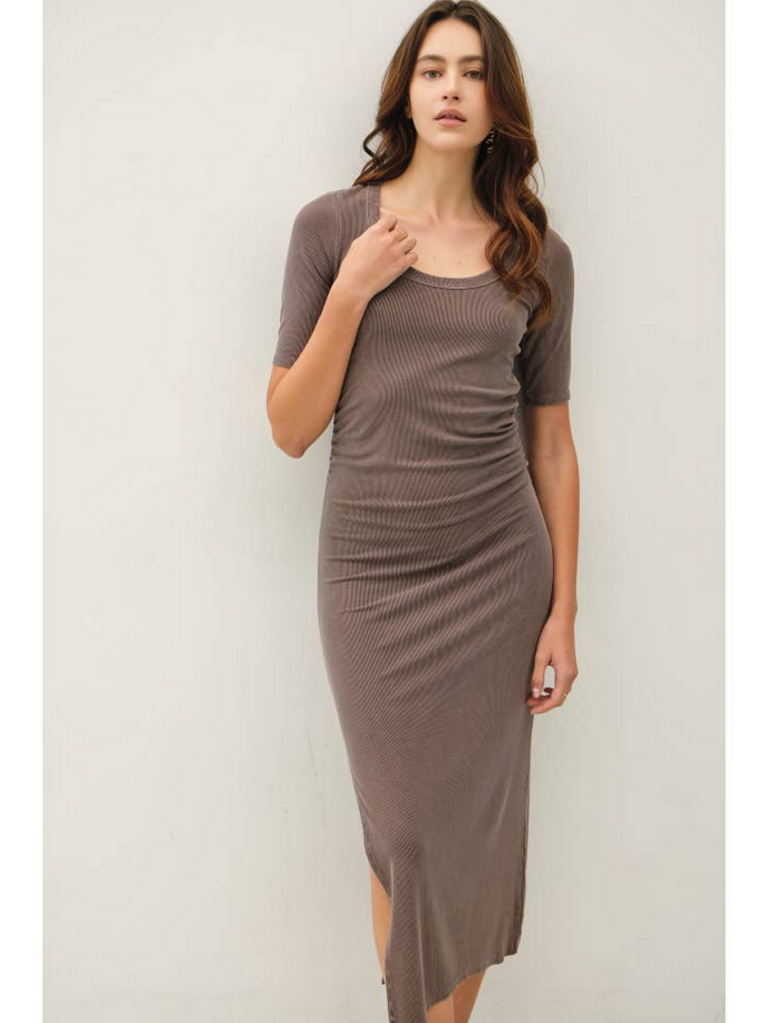 Be Cool Ribbed Midi Dress with Side Slit