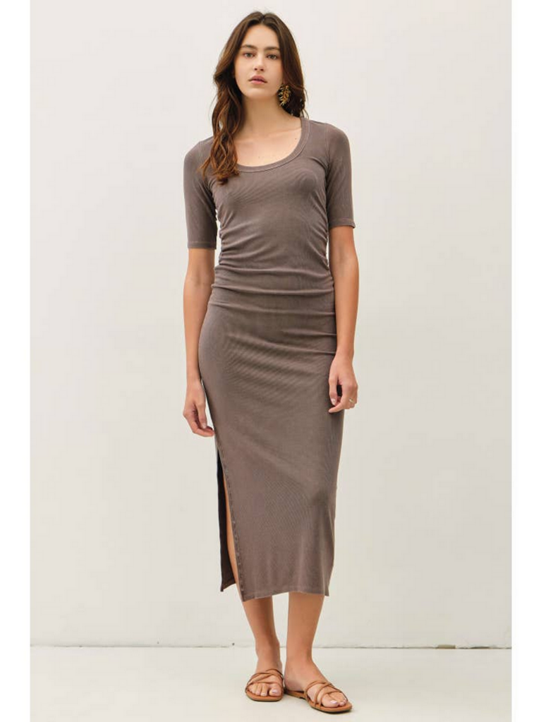 Be Cool Ribbed Midi Dress with Side Slit