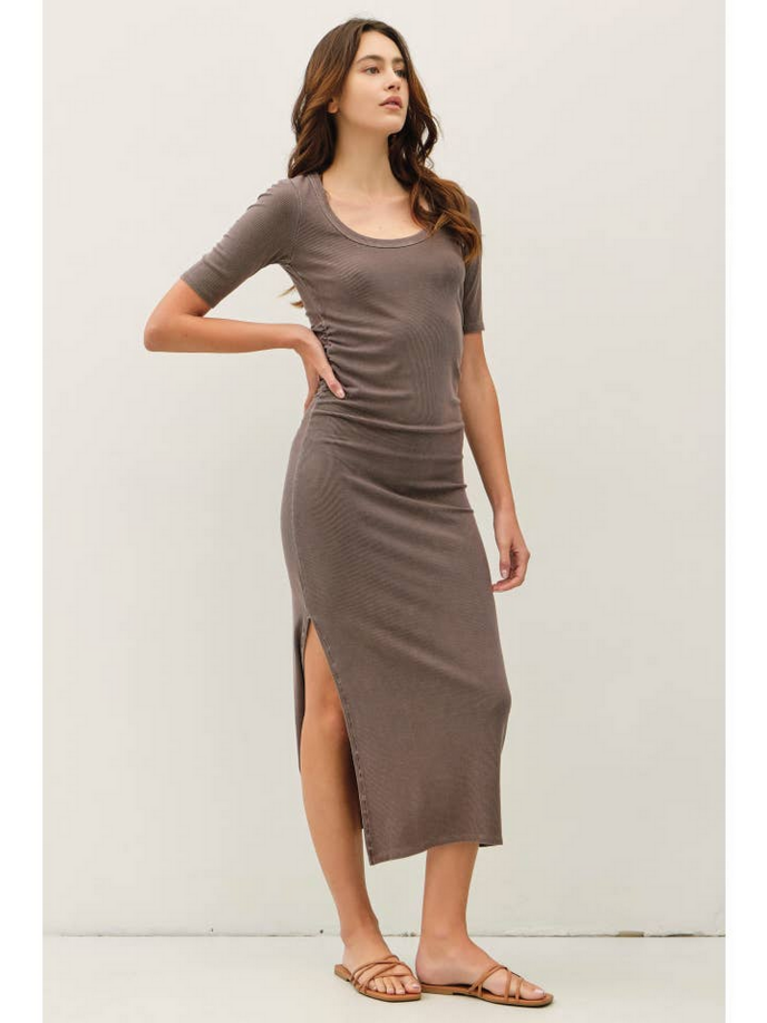 Be Cool Ribbed Midi Dress with Side Slit