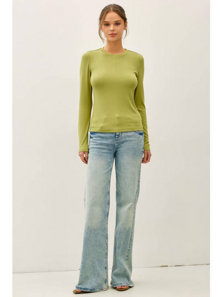Be Cool Ribbed Crewneck Longsleeve Top