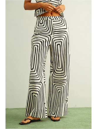 Miou Muse Grid Print Wide Leg Pants
