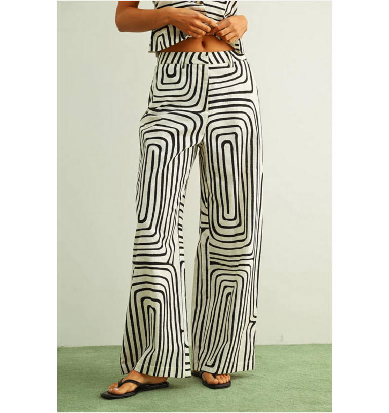Miou Muse Grid Print Wide Leg Pants