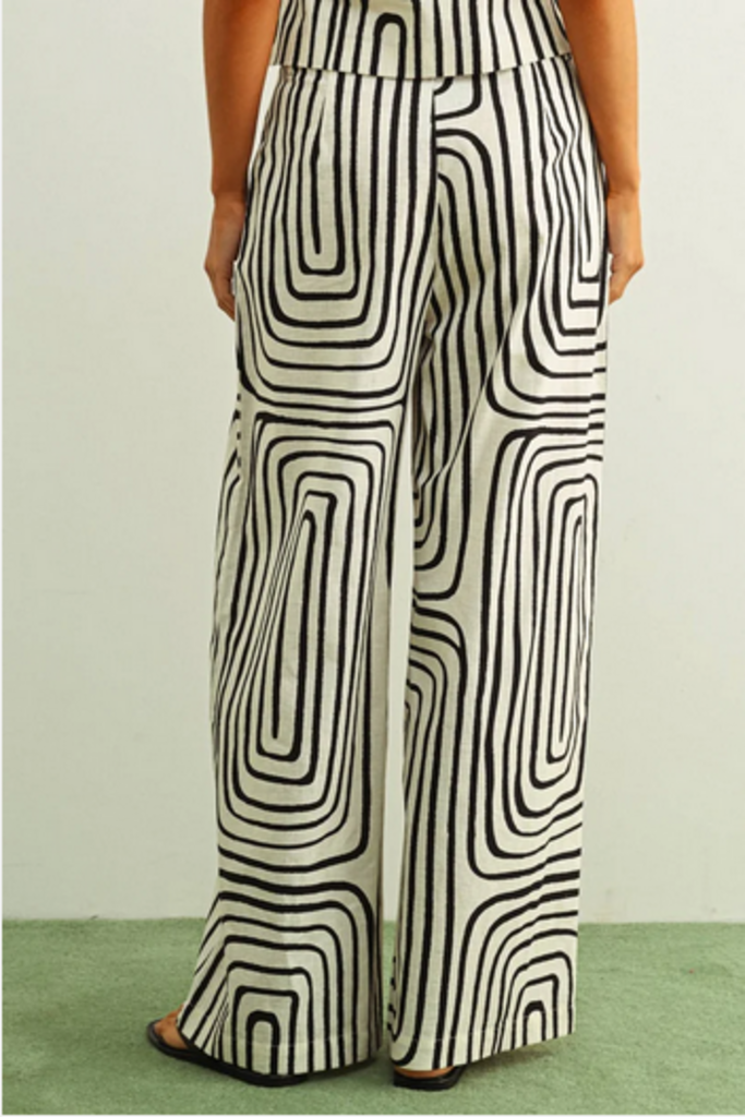 Miou Muse Grid Print Wide Leg Pants