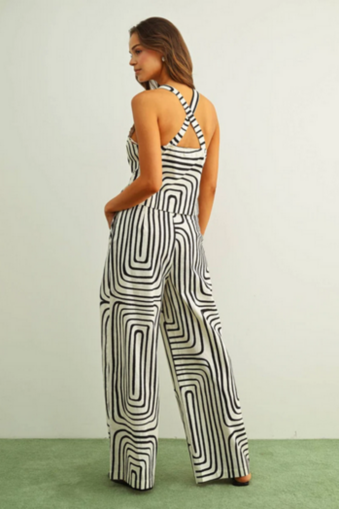 Miou Muse Grid Print Wide Leg Pants