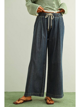 Miou Muse Straight Wide Leg Elastic Waist Pants