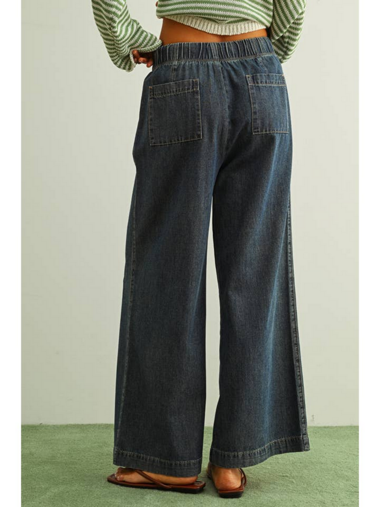 Miou Muse Straight Wide Leg Elastic Waist Pants