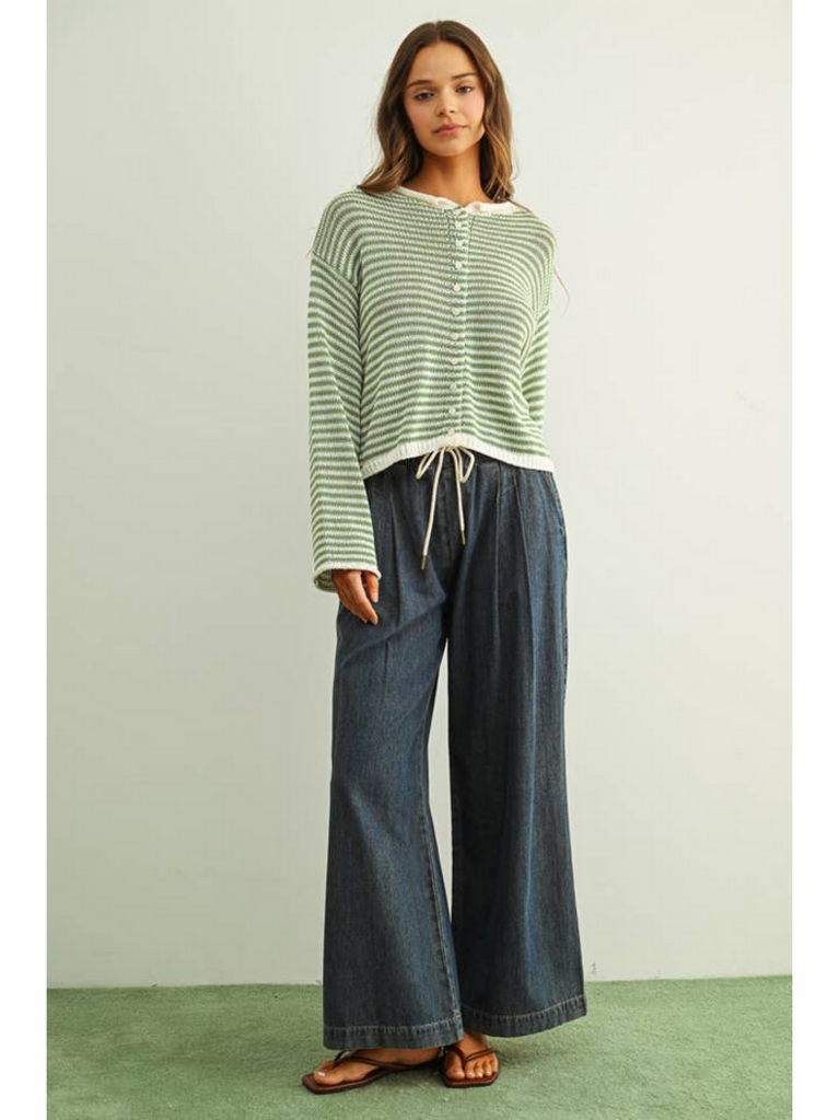 Miou Muse Straight Wide Leg Elastic Waist Pants