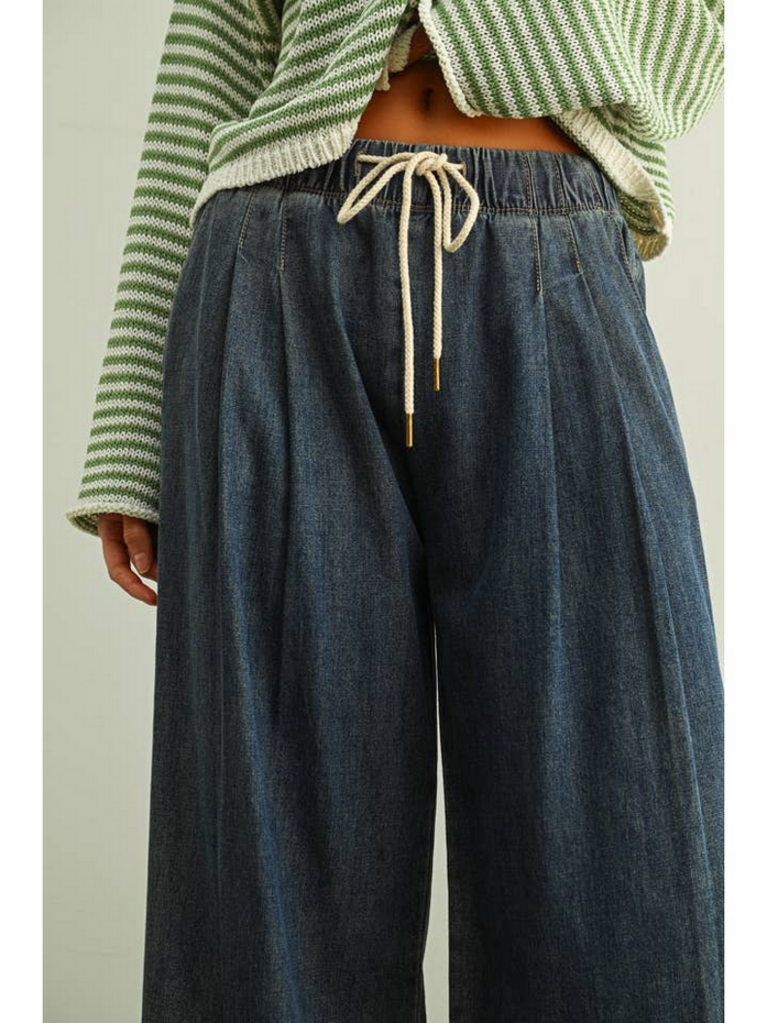 Miou Muse Straight Wide Leg Elastic Waist Pants