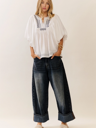 Oddi Striped Barrel Carpenter Culottes Pants