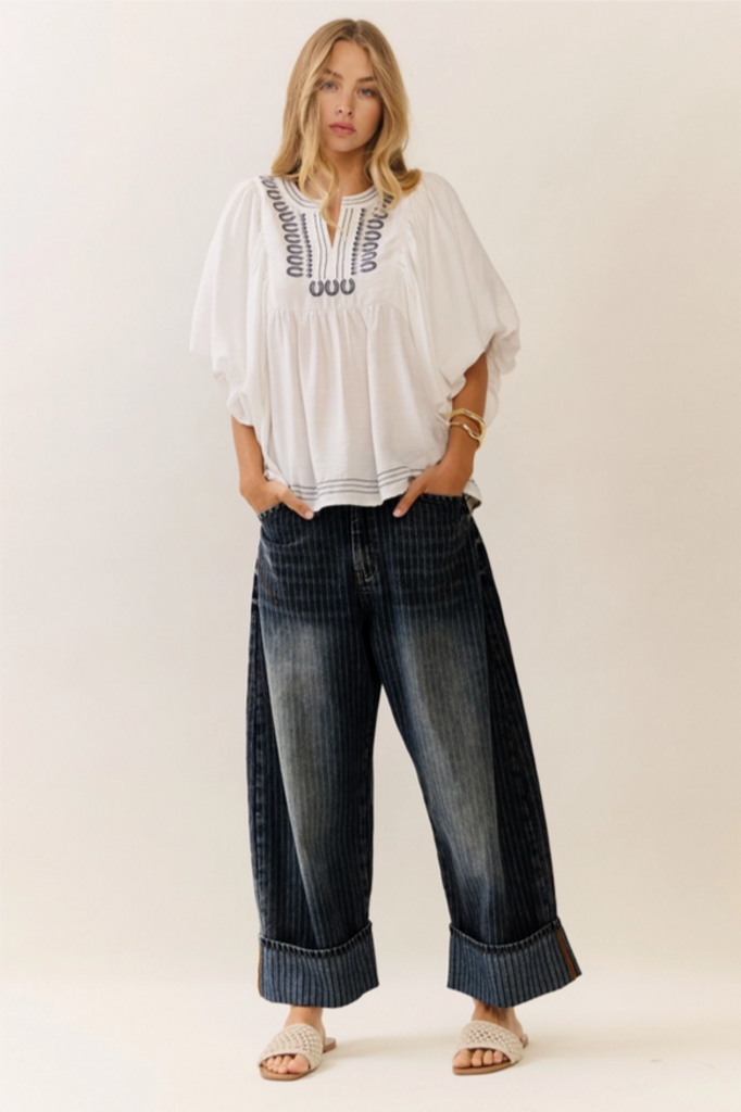 Oddi Striped Barrel Carpenter Culottes Pants