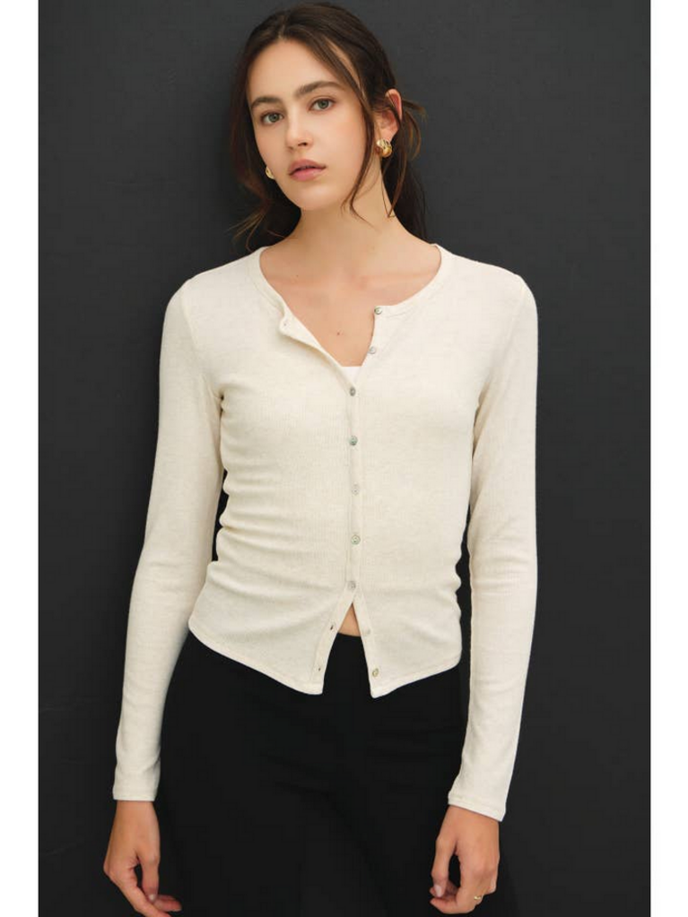 Be Cool Button Up Modal Ribbed Top
