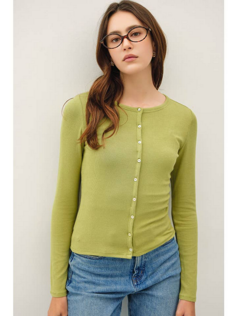 Be Cool Button Up Modal Ribbed Top