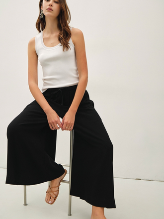 Be Cool Linen Blend Cropped Palazzo Pants
