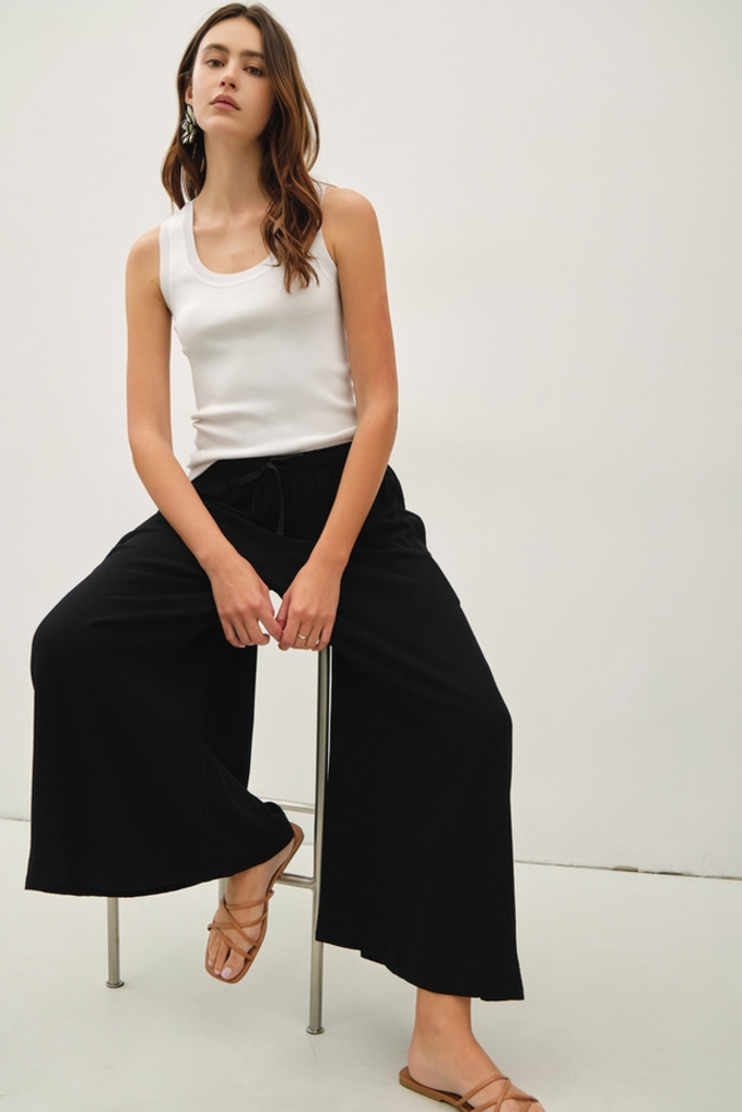 Be Cool Linen Blend Cropped Palazzo Pants