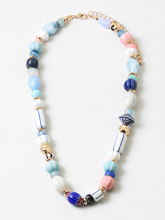Blue Suede Jewels Blue Beaded Statement Necklace