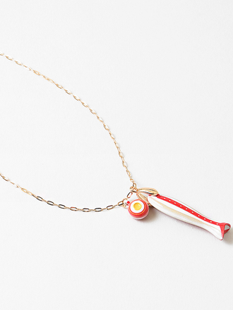 Blue Suede Jewels Red Fish Charm Necklace