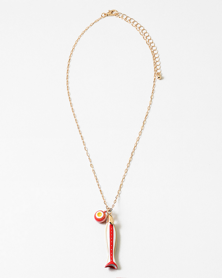 Blue Suede Jewels Red Fish Charm Necklace
